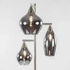 3-Lichts vloerlamp nikkel met smoke glazen kappen dimbaar></noscript>Straluma Hot