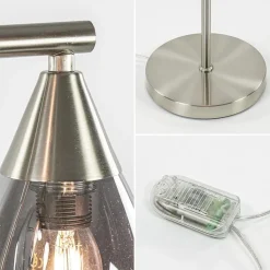 3-Lichts vloerlamp nikkel met smoke glazen kappen dimbaar></noscript>Straluma Hot