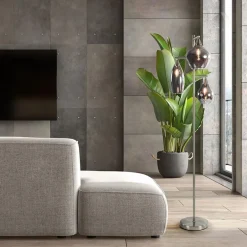 3-Lichts vloerlamp nikkel met smoke glazen kappen dimbaar></noscript>Straluma Hot