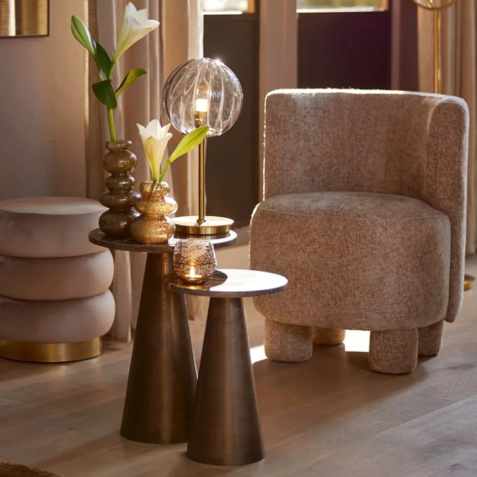 Light and Living bijzettafel Ynez bruin marmer 36x51 cm>Straluma