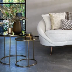 Light and Living bijzettafel Duarte set van 2 goud met bruin glas></noscript>Straluma New