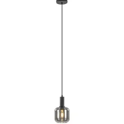 Light and Living hanglamp Lekar zwart met smoke glas klein>Straluma Best