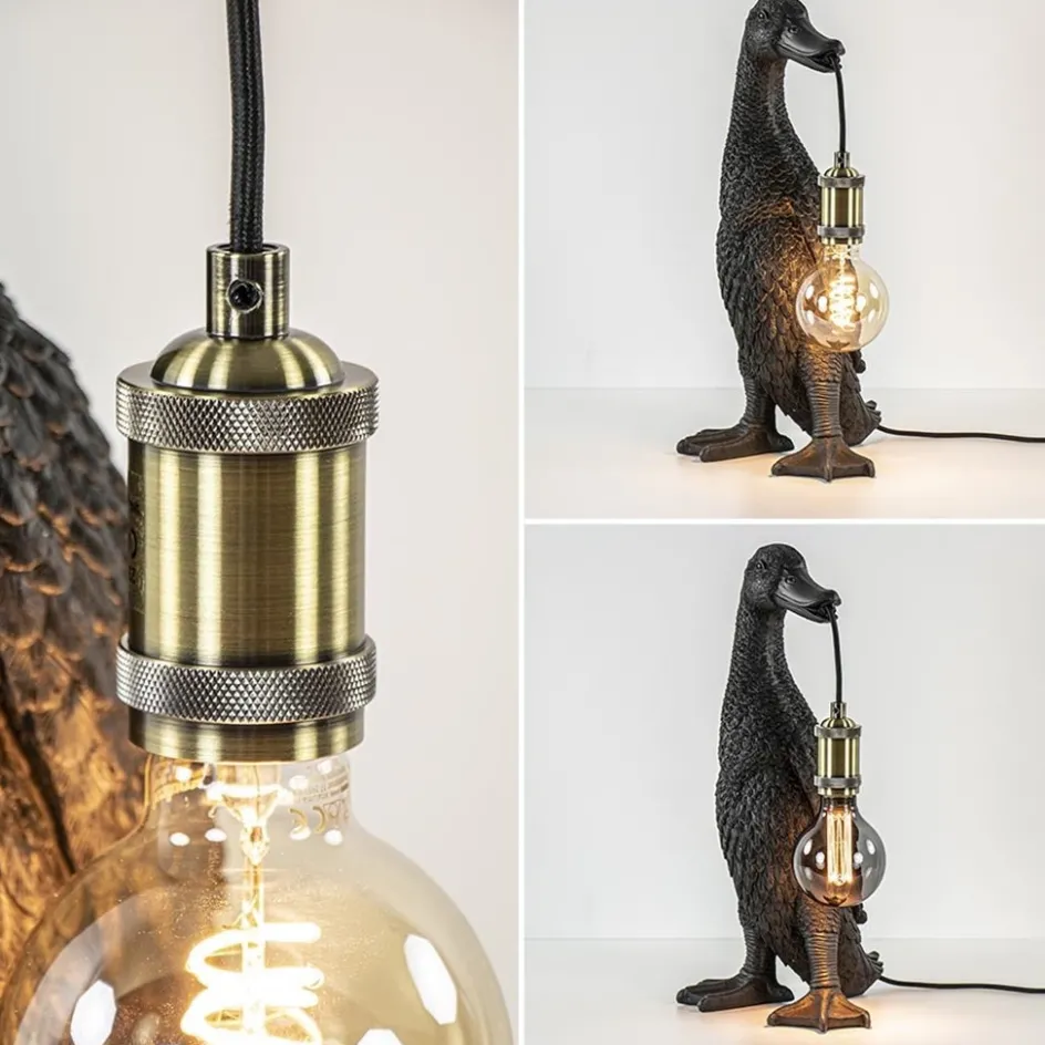 Light and Living tafellamp Duck mat zwart met brons>Straluma Online