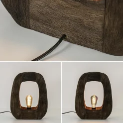 Light and Living tafellamp Kelafo hout chocolade bruin></noscript>Straluma Hot