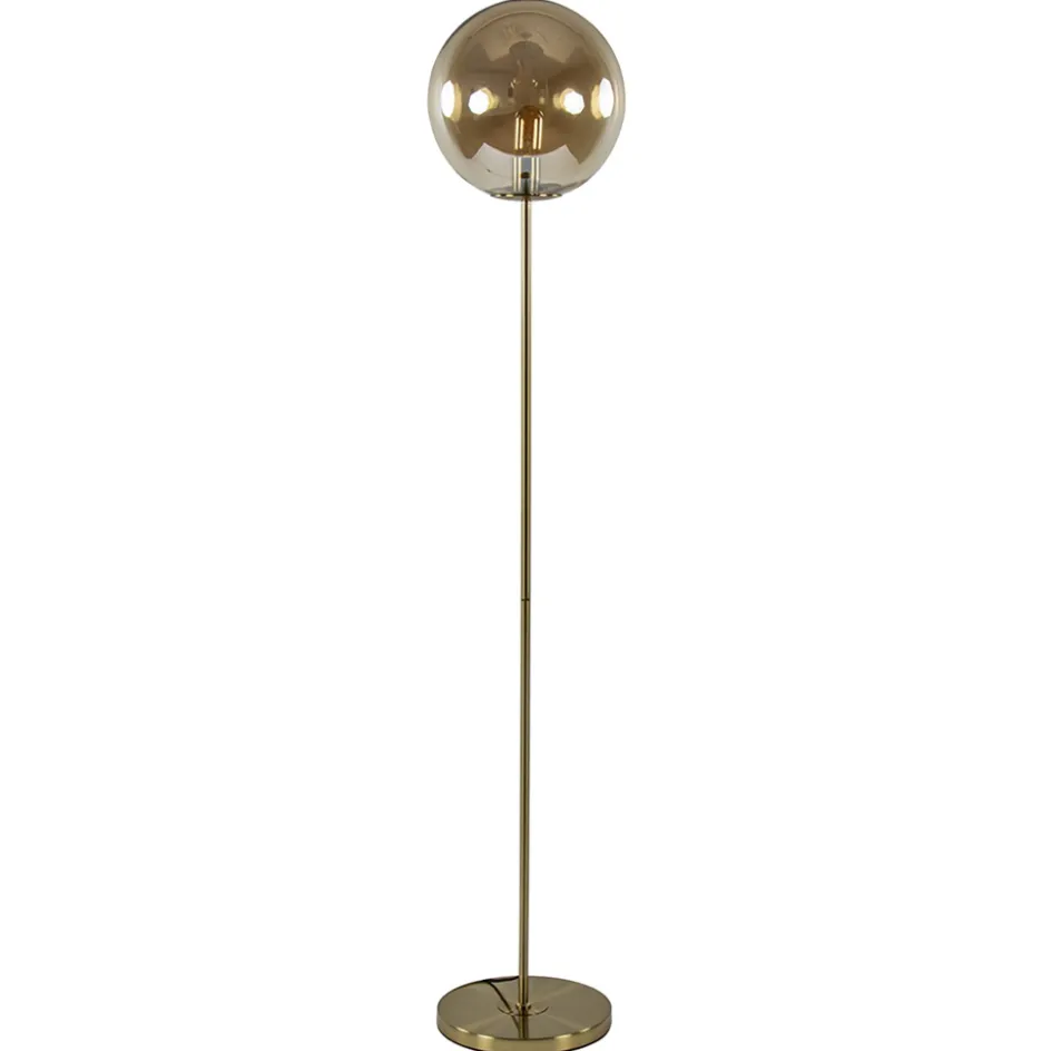 Light and Living vloerlamp Medina goud met amber glas>Straluma Clearance