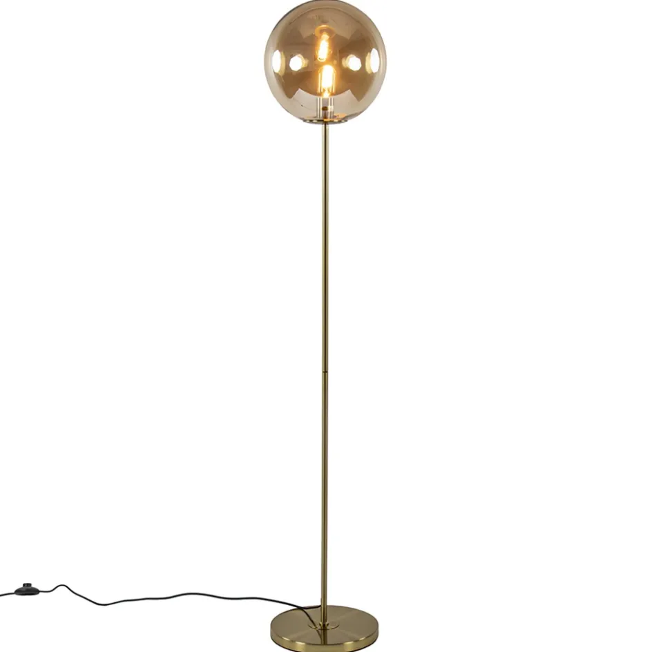 Light and Living vloerlamp Medina goud met amber glas>Straluma Clearance