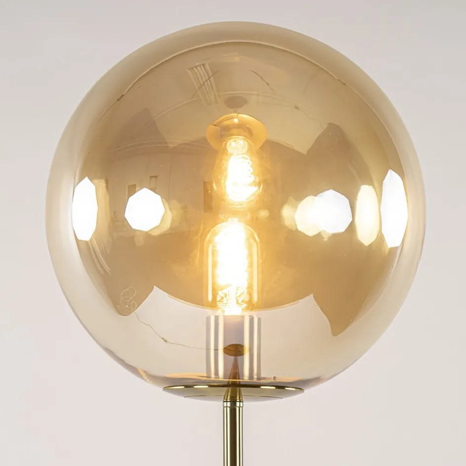 Light and Living vloerlamp Medina goud met amber glas>Straluma Clearance