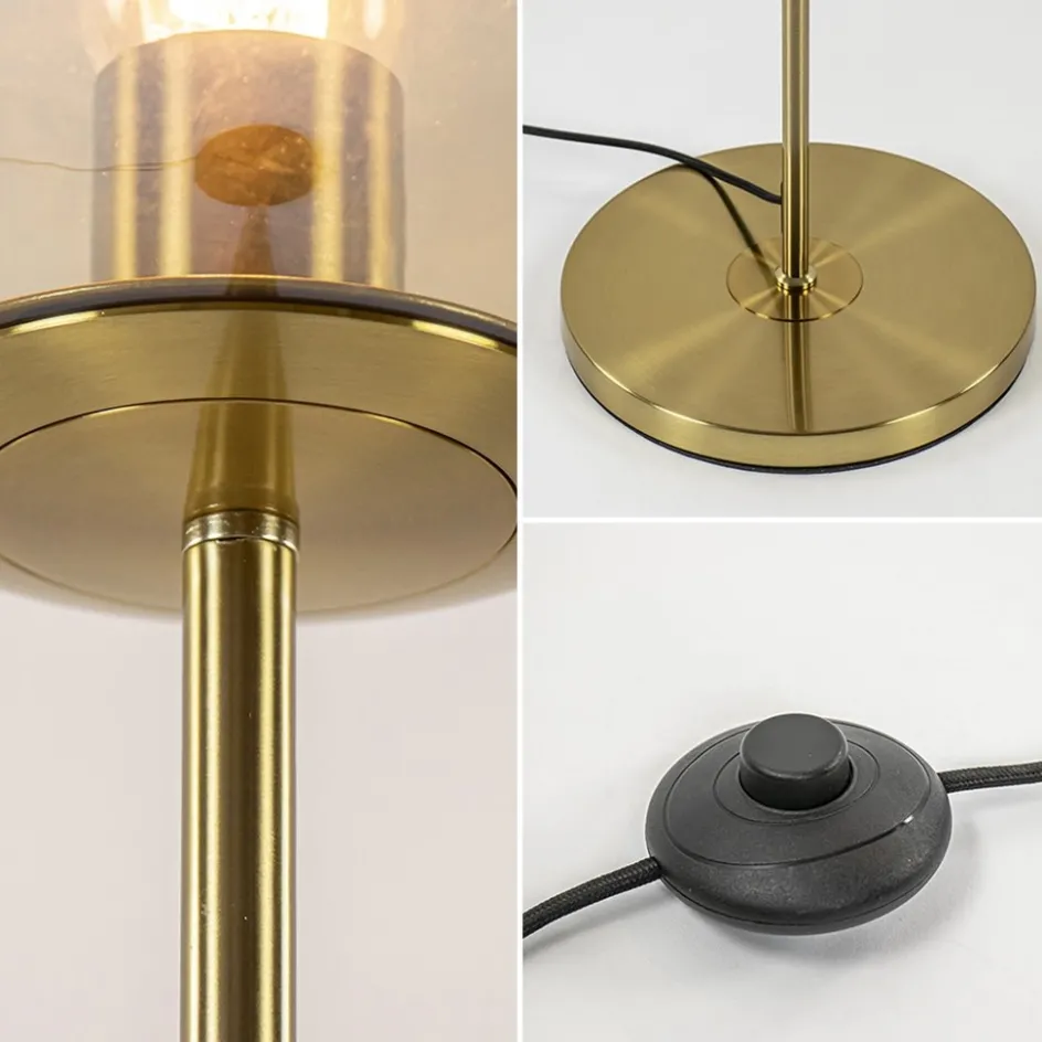 Light and Living vloerlamp Medina goud met amber glas>Straluma Clearance