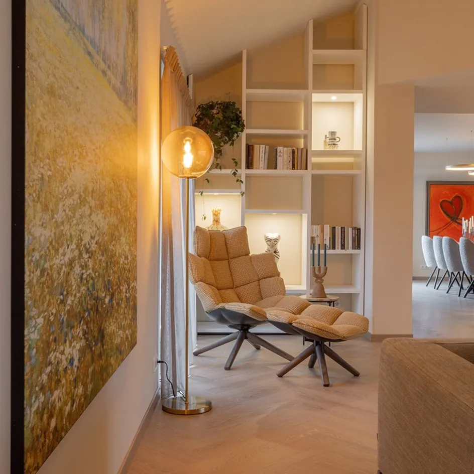 Light and Living vloerlamp Medina goud met amber glas>Straluma Clearance