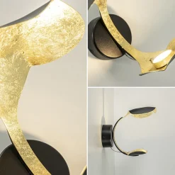 Luxe LED wandlamp zwart met goldleaf><noscript><img width=