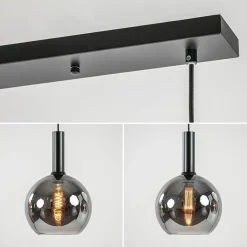 Luxe 4-lichts eettafelhanglamp met smoke glazen bollen></noscript>Straluma Sale