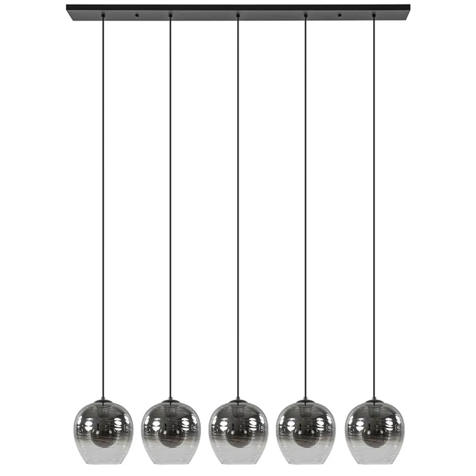 Luxe 5-lichts eettafelhanglamp smoke glas met verloop>Straluma Online