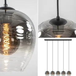 Luxe 5-lichts eettafelhanglamp smoke glas met verloop><noscript><img width=