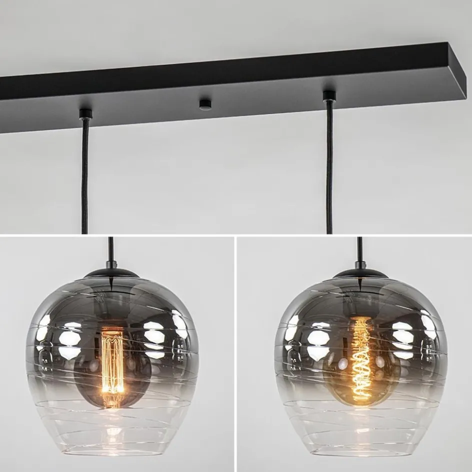 Luxe 5-lichts eettafelhanglamp smoke glas met verloop>Straluma Online