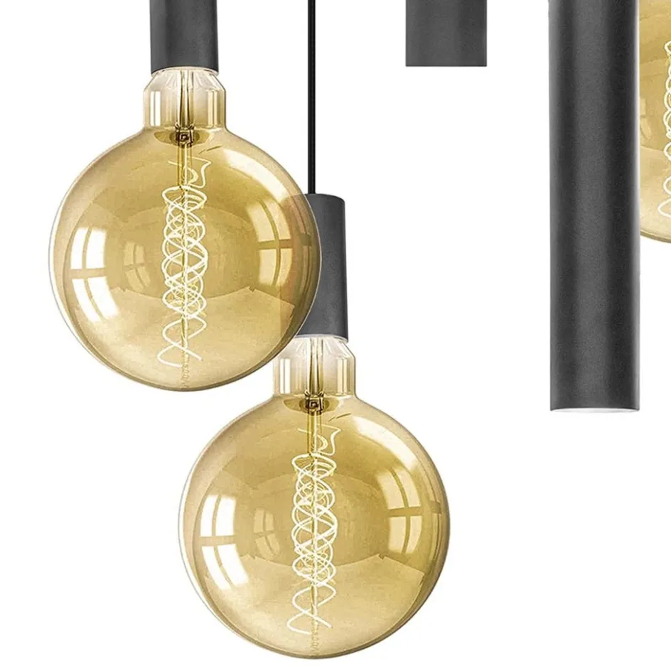 Luxe 5-lichts hanglamp mat zwart E27+GU10 rond>Straluma Online