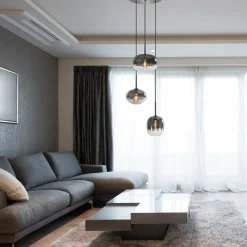 Luxe 3-lichts hanglamp rond met smoke glazen kappen></noscript>Straluma Clearance