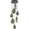 Luxe 7-lichts videlamp zwart/brons met smoke glas>Straluma Discount