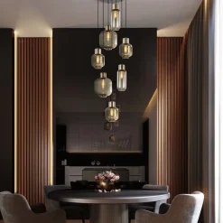 Luxe 7-lichts videlamp zwart/brons met smoke glas></noscript>Straluma Discount