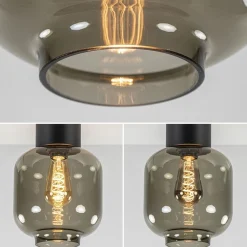 Luxe plafondlamp met zwart glas><noscript><img width=