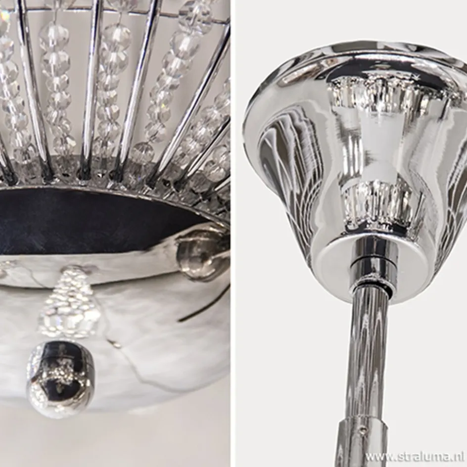 Luxe ronde hanglamp kristal met chroom>Straluma Sale