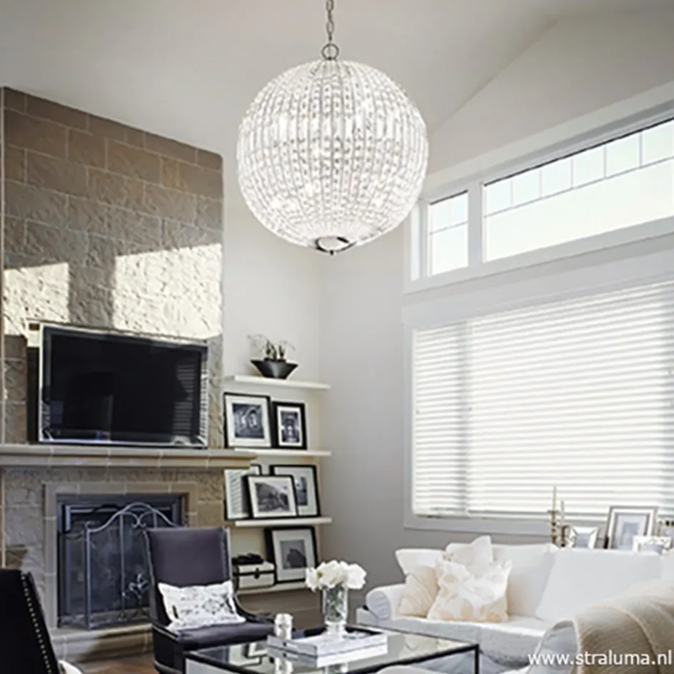 Luxe ronde hanglamp kristal met chroom>Straluma Sale