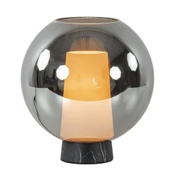 Luxe tafellamp smoke/titanium glas met zwart marmer>Straluma Outlet