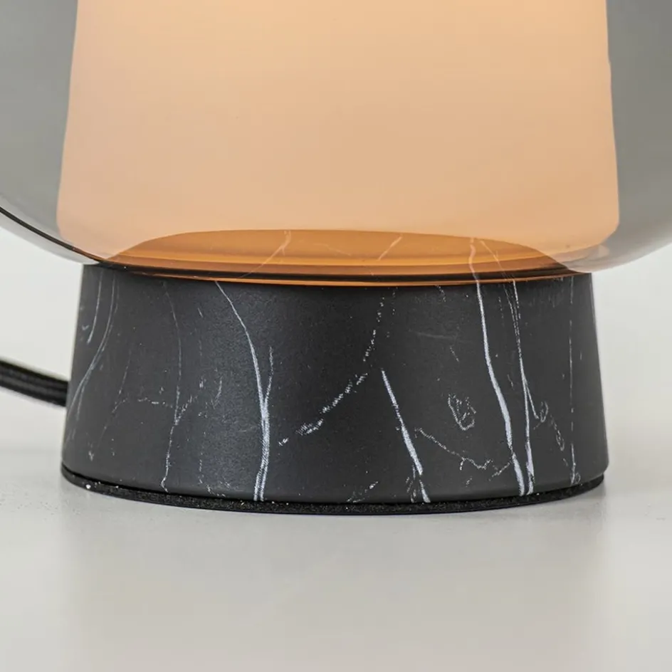 Luxe tafellamp smoke/titanium glas met zwart marmer>Straluma Outlet