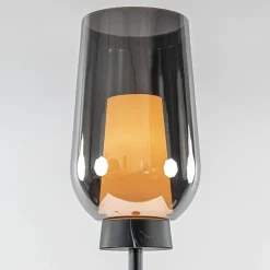 Luxe vloerlamp zwart marmer met smoke glazen kap><noscript><img width=