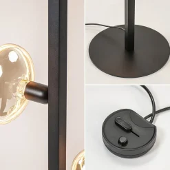 Mat zwart metalen vloerlamp met E27 fittingen><noscript><img width=