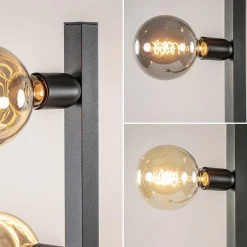 Mat zwart metalen vloerlamp met E27 fittingen><noscript><img width=