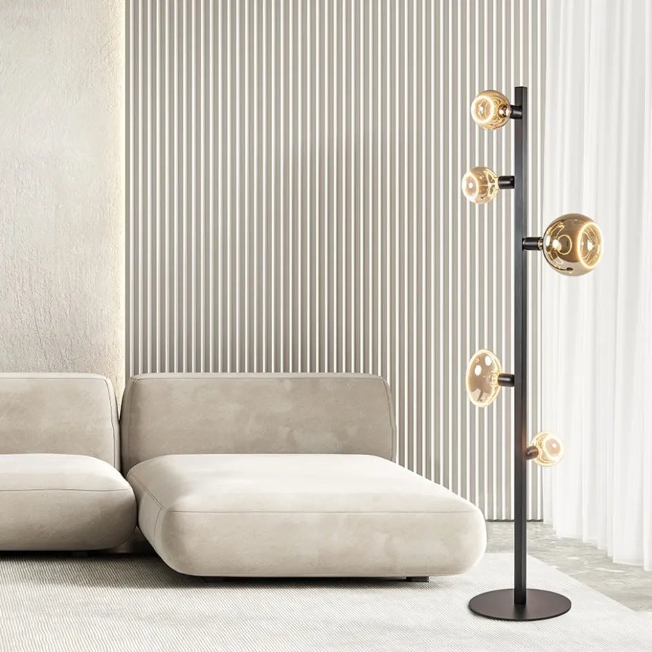 Mat zwart metalen vloerlamp met E27 fittingen>Straluma Online