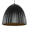Mat zwarte hanglamp hoge koepel met relief>Straluma Outlet