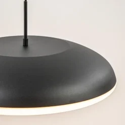 Mat zwarte hanglamp koepel met witte kap><noscript><img width=