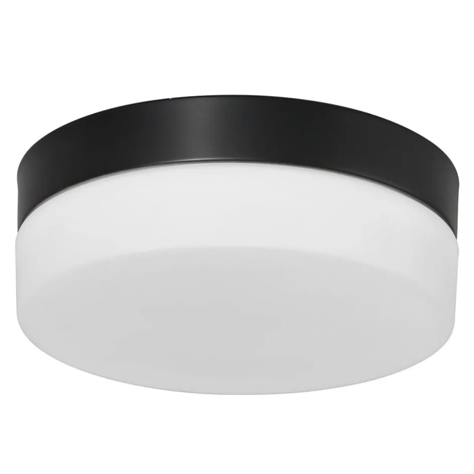 Mat zwarte LED plafondlamp met wit glas IP44 dimbaar>Straluma New