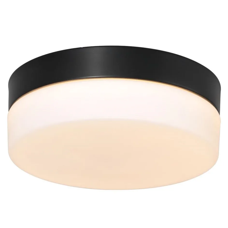 Mat zwarte LED plafondlamp met wit glas IP44 dimbaar>Straluma New