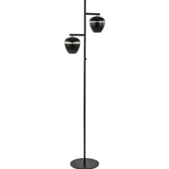 Mat zwarte 2-lichts vloerlamp met gouden accenten>Straluma Clearance