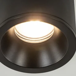 Mat zwarte opbouwspot rond IP54 badkamer/buiten><noscript><img width=