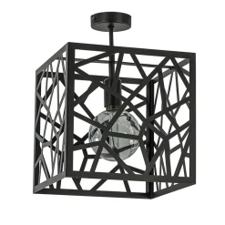 Mat zwarte plafondlamp metaal met vierkante kap>Straluma Online