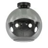 Mat zwarte plafondlamp met smoke glazen bol 30 cm>Straluma New