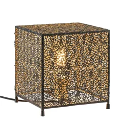 Mat zwarte tafellamp met goud vierkant>Straluma Online