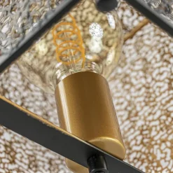 Mat zwarte tafellamp met goud vierkant></noscript>Straluma Online