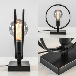 Mat zwarte tafellamp Rudra L&L></noscript>Straluma Best