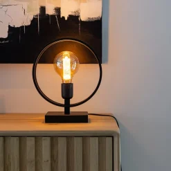 Mat zwarte tafellamp Rudra L&L></noscript>Straluma Best