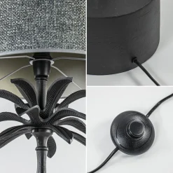 Mat zwarte vloerlamp Armata met palmbladeren><noscript><img width=