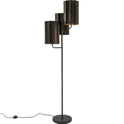 Mat zwarte vloerlamp Edisa met velvet bruine kappen>Straluma Outlet