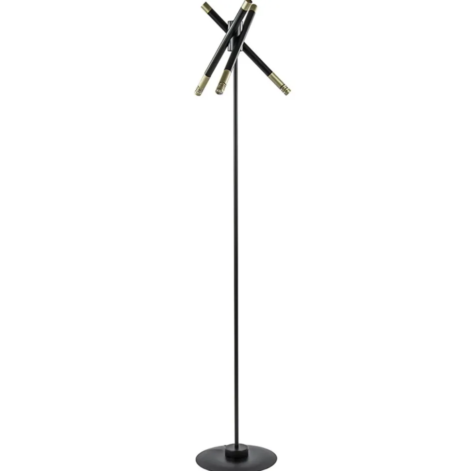 Mat zwarte vloerlamp G9 met gouden accenten>Straluma Hot