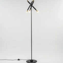 Mat zwarte vloerlamp G9 met gouden accenten>Straluma Hot