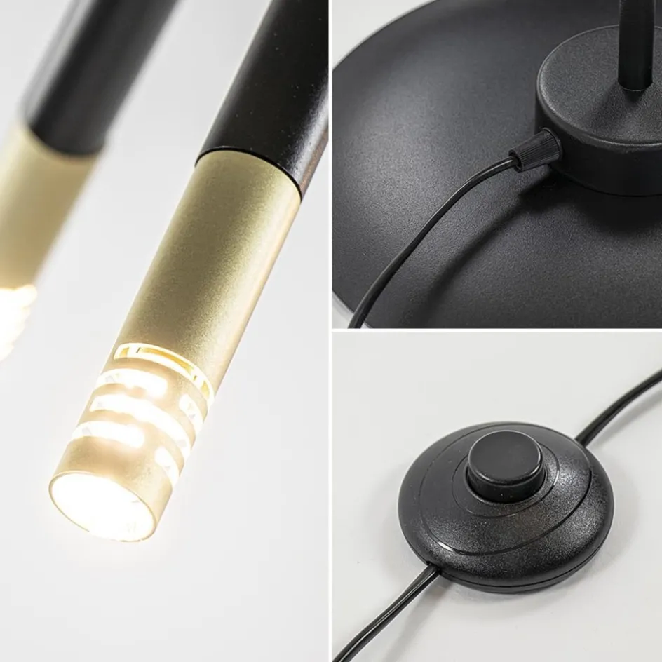 Mat zwarte vloerlamp G9 met gouden accenten>Straluma Hot