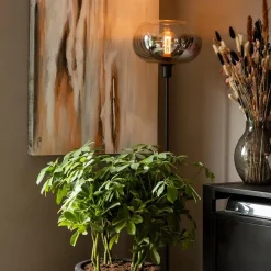 Mat zwarte vloerlamp met smoke glas gradient></noscript>Straluma Best