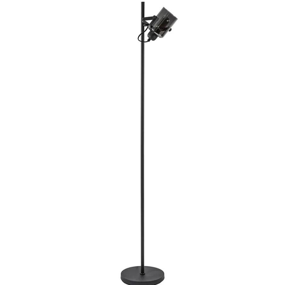 Mat zwarte vloerlamp met smoke/titanium glas>Straluma Discount